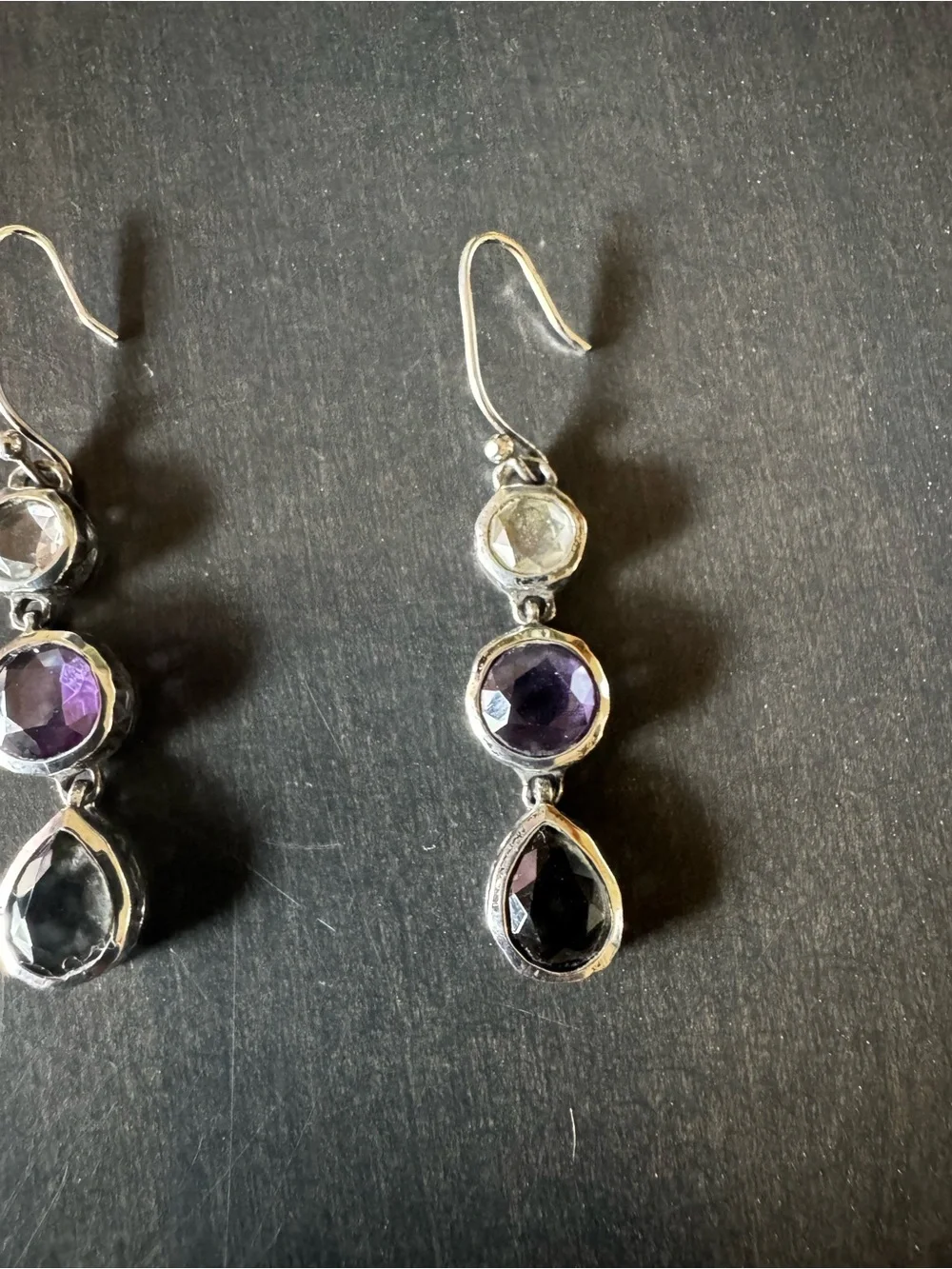 Silpada Earrings W2283 PLUM PRETTY CZ Sterling Silver Purple Grey Dangle - Picture 10 of 13